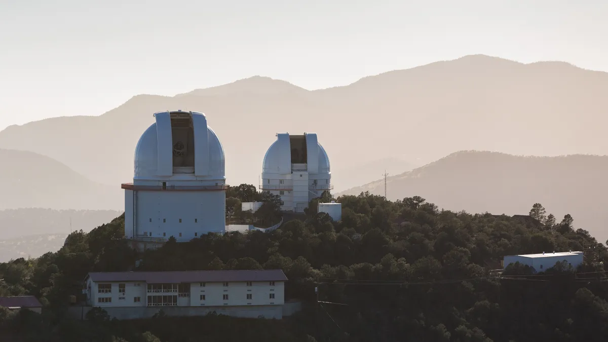 Telescope domes atop a mountain